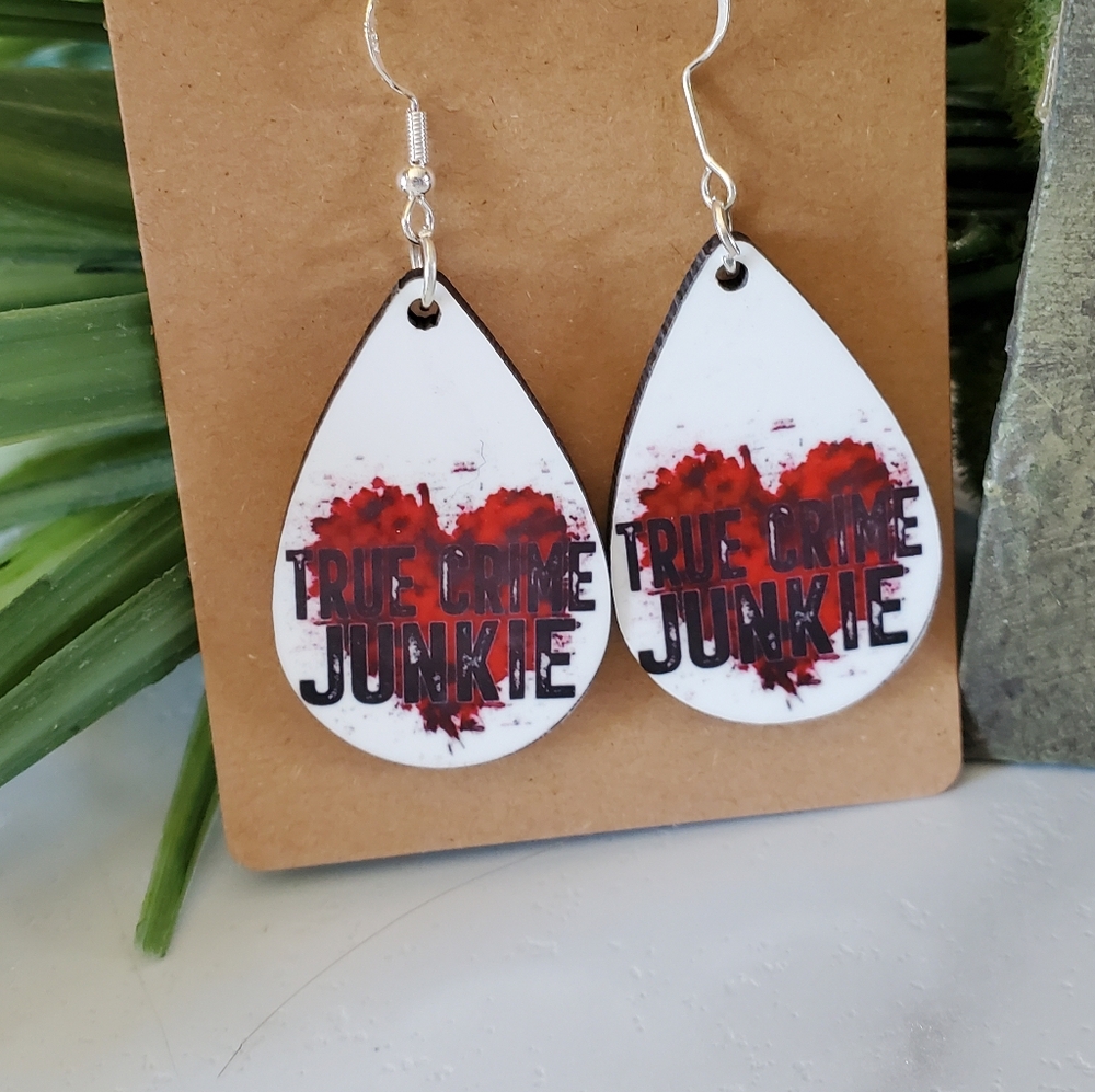 True Crime Junkie Teardrop Earrings